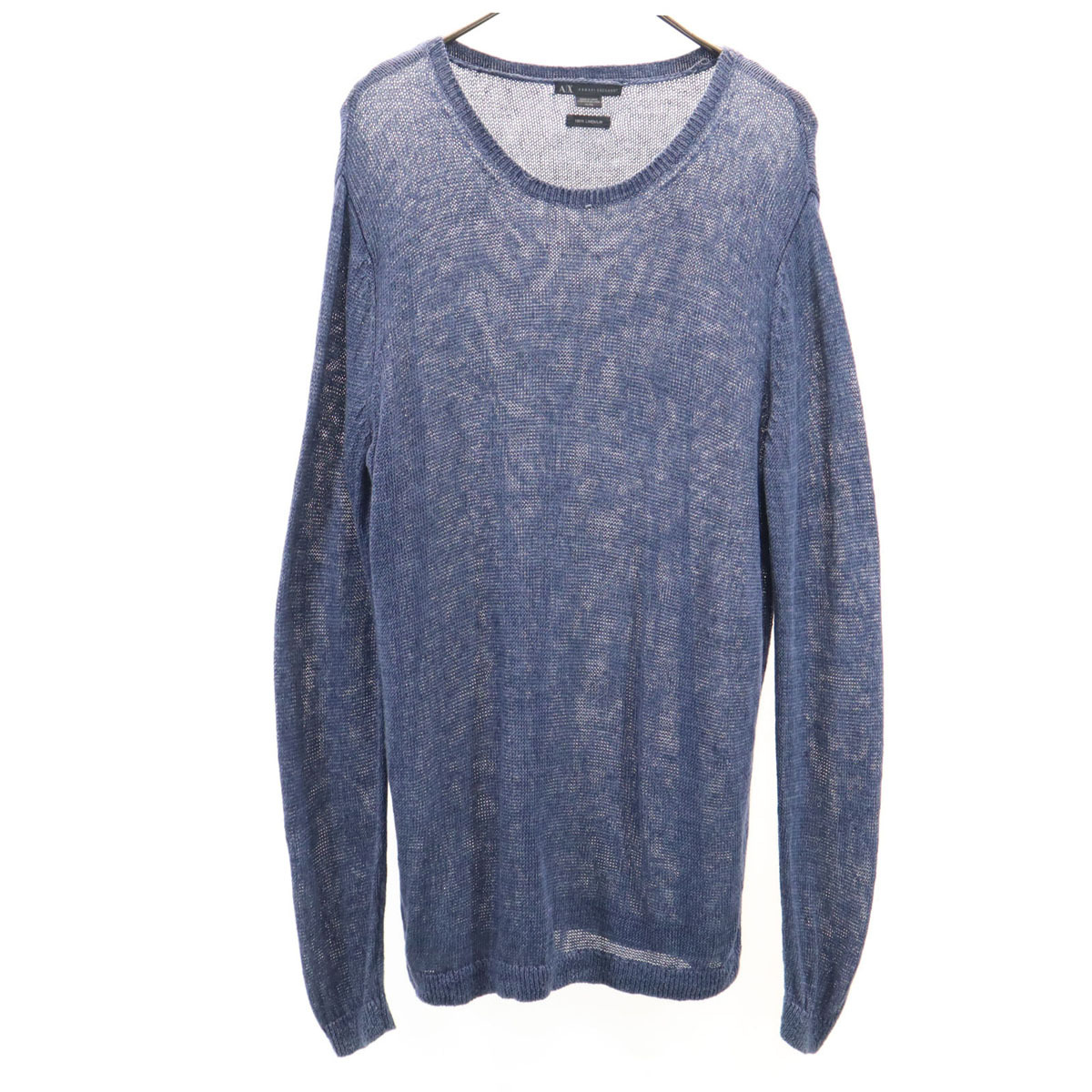 ARMANI EXCHANGE アルマーニエクスチェンジ リネン100% 長袖 セーター XL ネイビー系 ニット メンズ拍卖