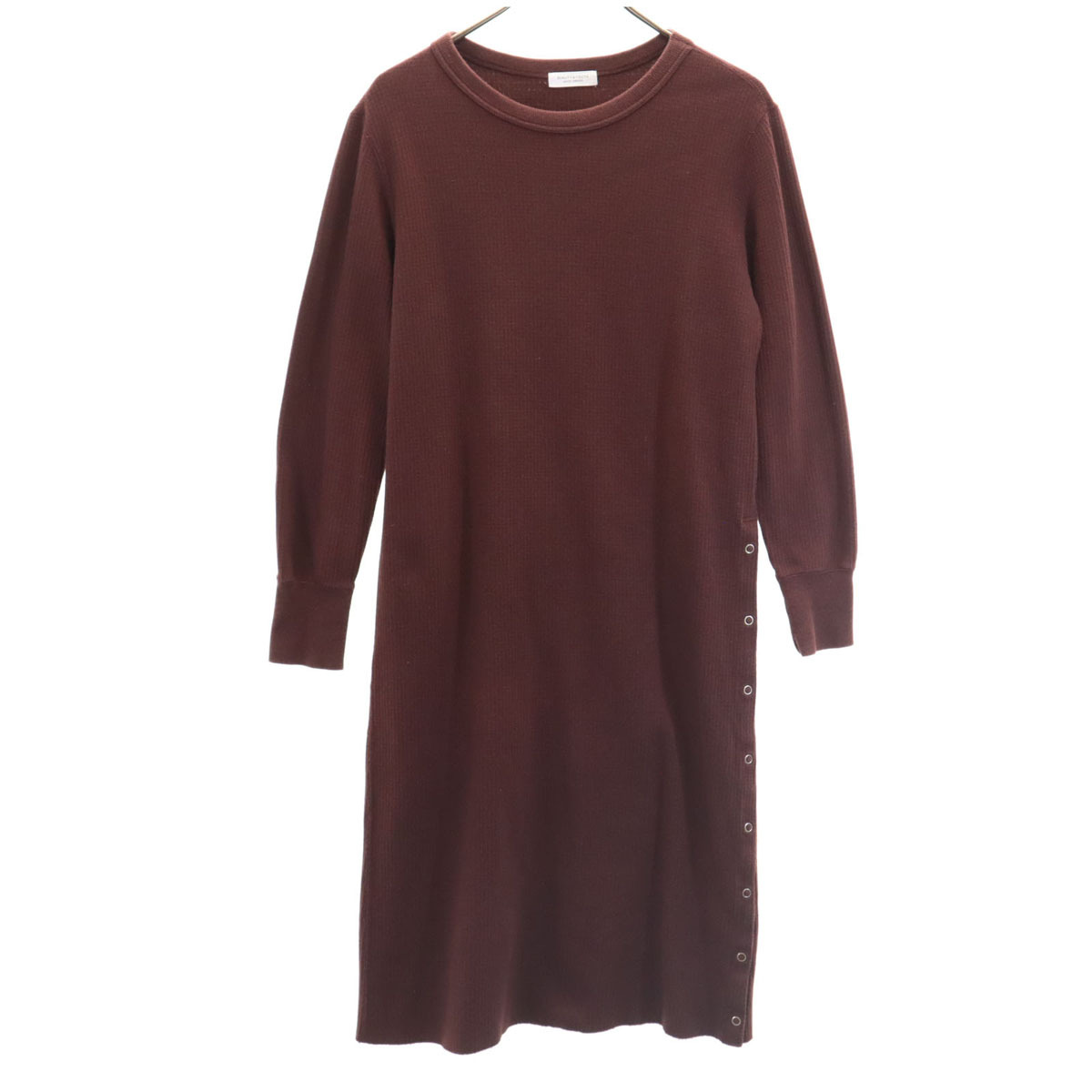 BEAUTY&YOUTH ビューティーアンドユース 日本製 長袖 コットンサーマルドットボタンスリット ワンピース レディース拍卖