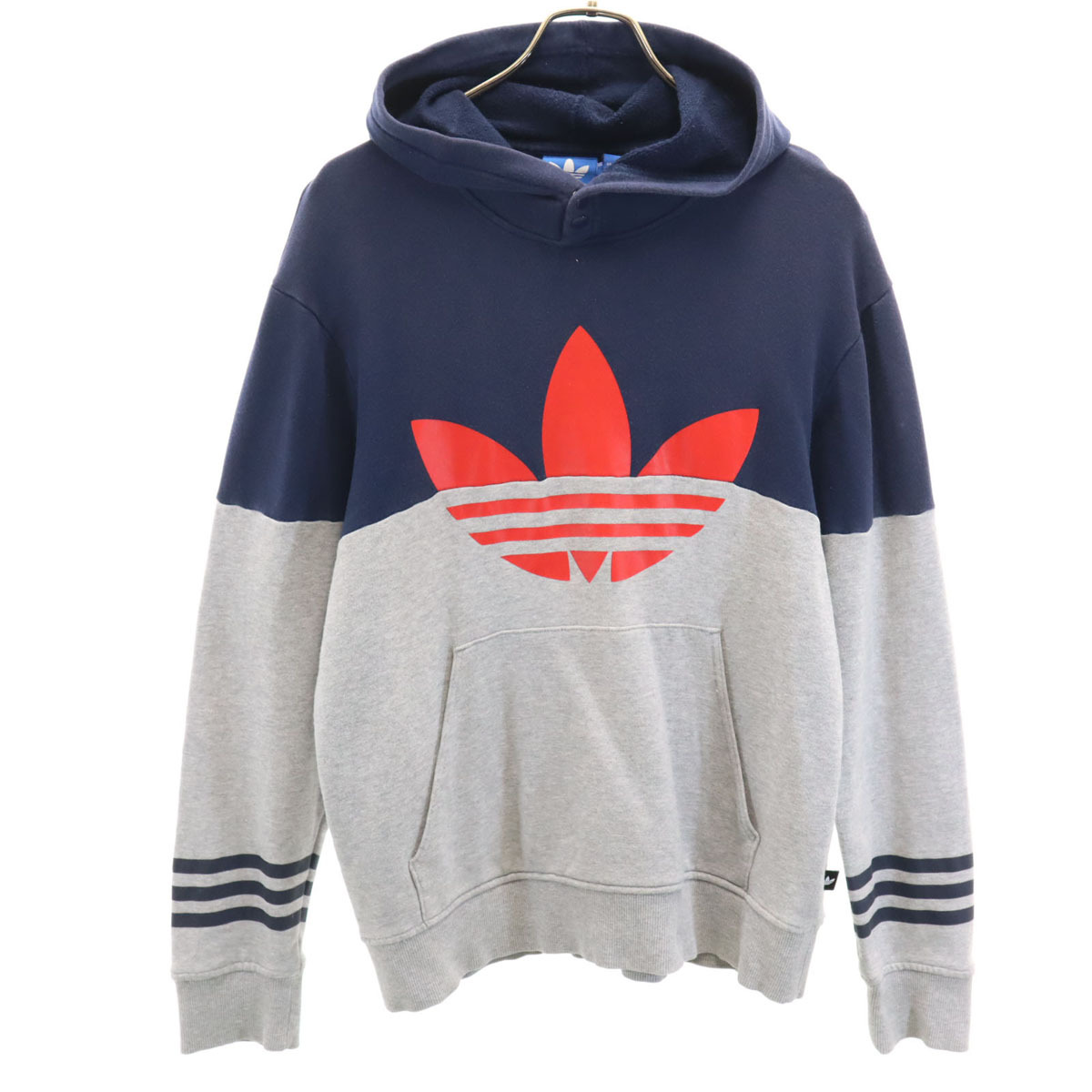 adidas Originals アディダスオリジナルス トレフォイルロゴ 長袖 スウェットパーカー L ネイビー メンズ拍卖