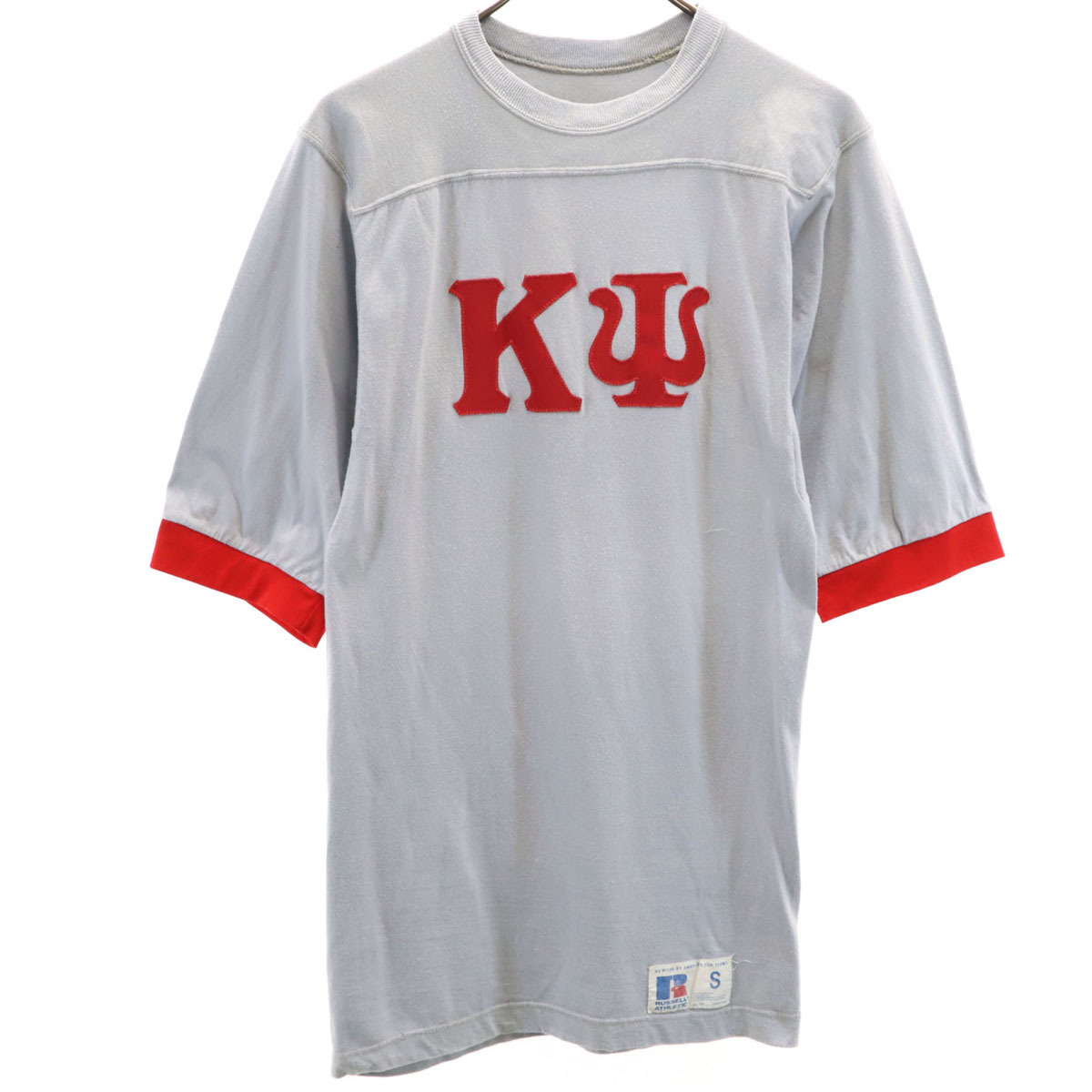 RUSSELL ATHLETIC ラッセルアスレチック 90s USA製 オールド HEE 11 5分袖 Tシャツ S グレー メンズ拍卖