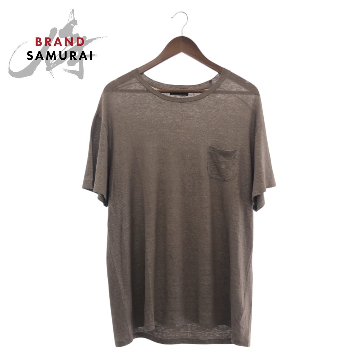 美品 ETRO エトロ サイズXL ブラウン グレージュ リネン/ポリウレタン 半袖Tシャツ メンズ 501686拍卖