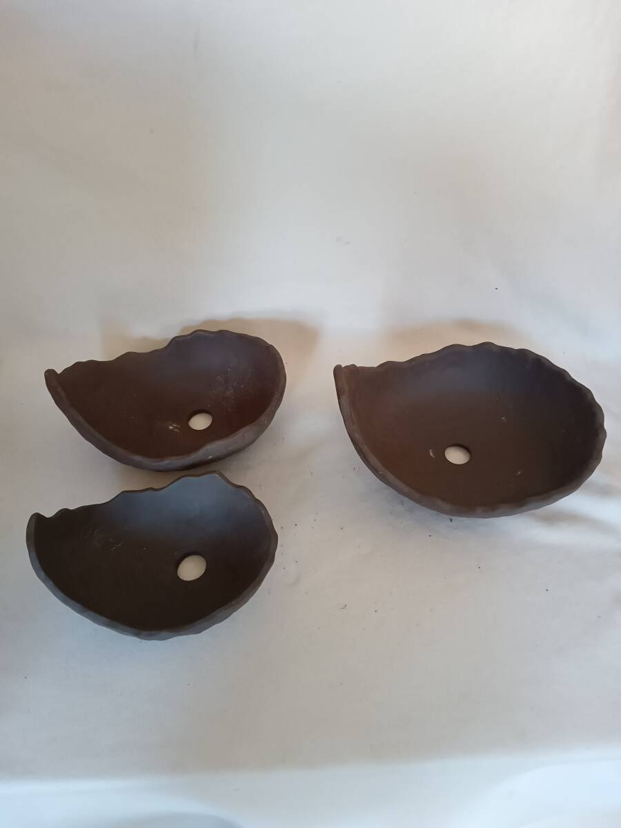 瀬戸焼 くらま ウ泥5号、6号、7号、 山野草 盆栽鉢 3個セット拍卖