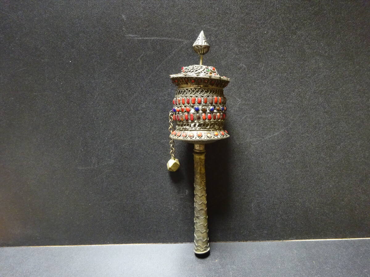 (10ー2)マニ車 西蔵 (チベット)玉石 お経内蔵 仏教 転経器 マニコロ 法具 仏具 骨董アンティーク拍卖