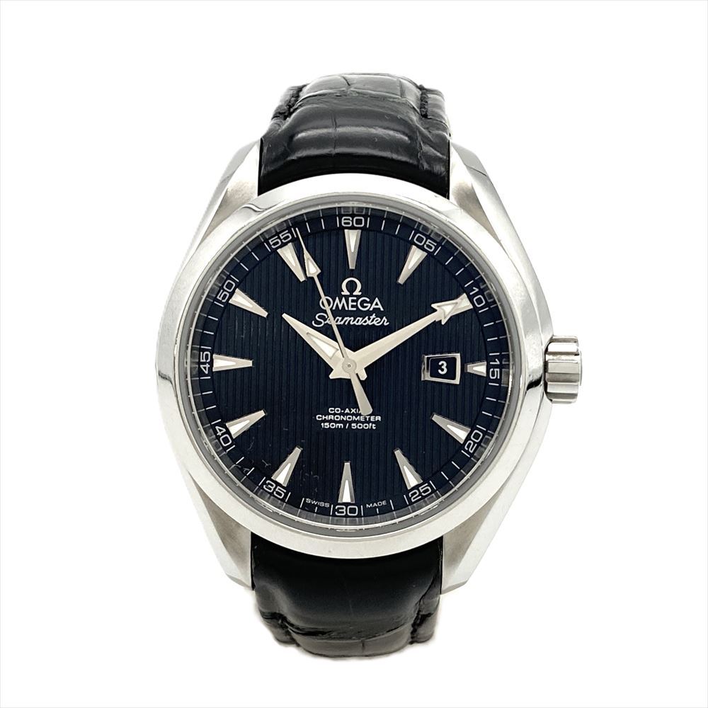 オメガ OMEGA シーマスター アクアテラ 腕時計 ブラック文字盤 レザーベルト 稼働品 レディース拍卖