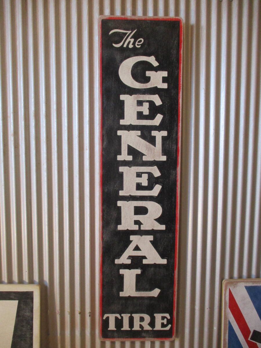 インテリア木製看板 GENERAL TIRE検)アドバタイジング企業販促ガレージカスタムHARLEYFORDDODGECHEVROLETUSA50s60s70s拍卖