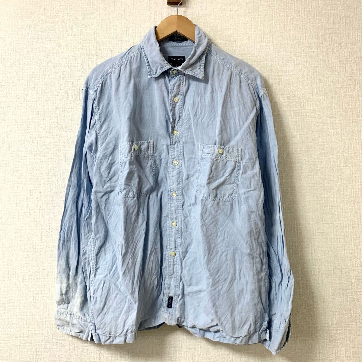 90s 90年代 GANT 長袖 リネン シャツ 古着 ヴィンテージ ビンテージ アメリカ古着 usa vintage オーバーサイズ eu ユーロ古着 ls02拍卖