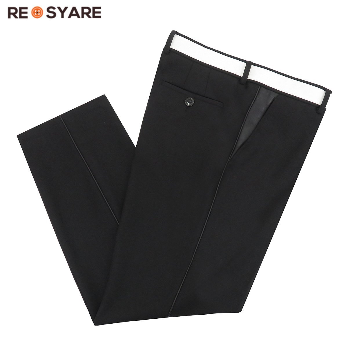 【美品】バーバリー BURBERRY リカルド・ティッシ ラムレザー 切替 ウール スラックス パンツ 52 XL 黒/白 サイドライン 47297拍卖