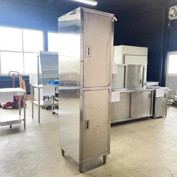発送不可・店舗引き取り限定【中古】 業務用 ステンレス 戸棚 幅500×奥行600×高2000mm (No.9566) 厨房機器拍卖