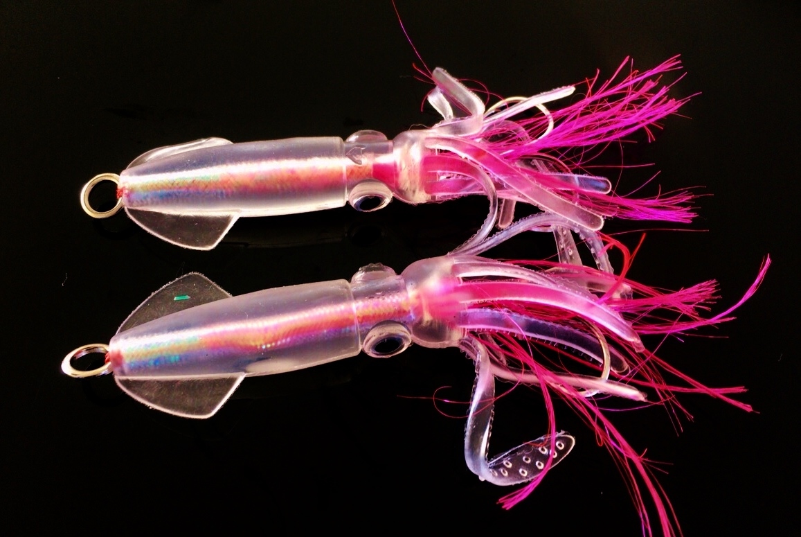 ☆圧倒的釣果!イカ型ソフトルアー【赤ケイムラ内蔵リアル烏賊イカベイト2個セット 約12cm】タイラバ アシストフック 烏賊ラバダイワ拍卖