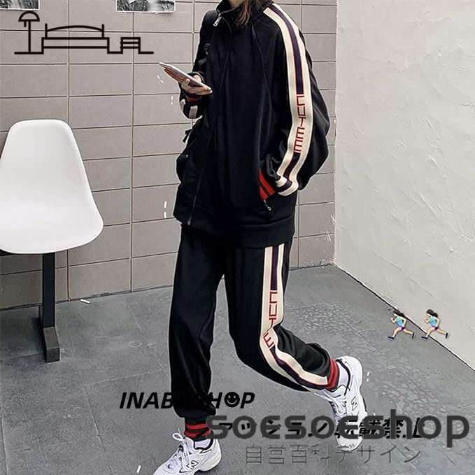 春秋 2点セット ジャージ レディース 上下セットアップ スウェット パーカー スエット カジュアル スポーツウェア 韓国風 大きいサイズ拍卖