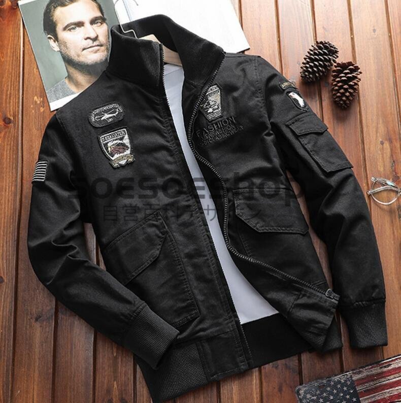 新品 メンズミリタリージャケット フライトジャケット アウター 刺繍MA1ジャケットブルゾンジャンパー ブラック M~4XL拍卖