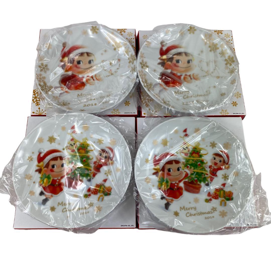 yj23【新品】非売品 不二家 ペコちゃん クリスマスプレート 4枚セット拍卖