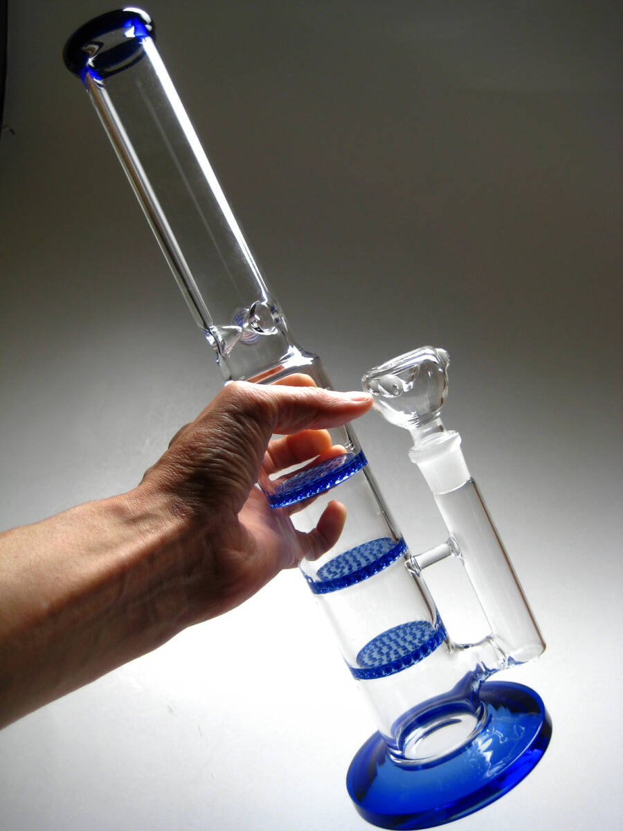 パイレックス製アイシングICEガラスボング水パイプ【トリプルハニカム】CBD喫煙具THCカンナビスカップBURST HIGH TIMES420BONG BUDS STONER拍卖