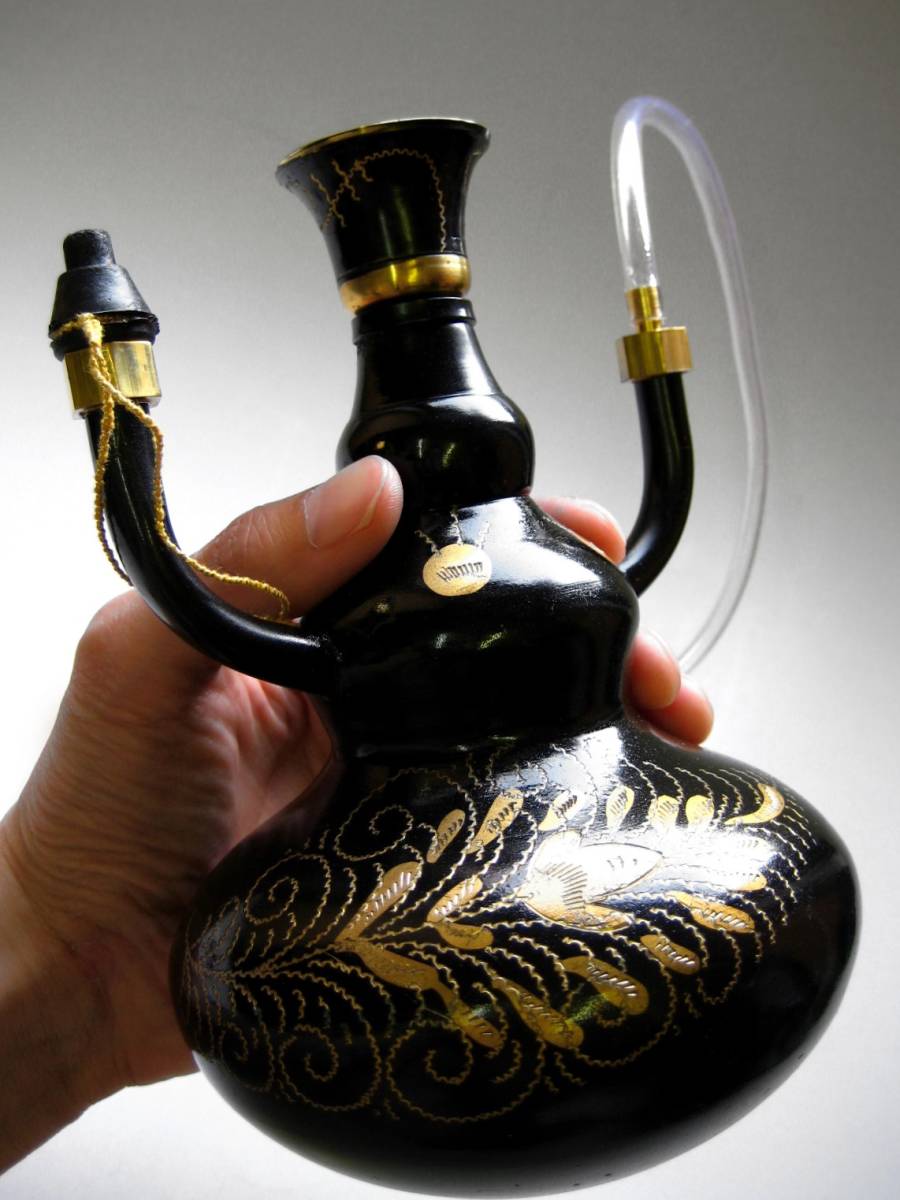 【デッドストック】真鍮ブラス製ボング【2人使用OK】水パイプヘンプ麻の葉柄トライバル420ヒッピーBUDS喫煙具ヴィンテージBONGアンティーク拍卖