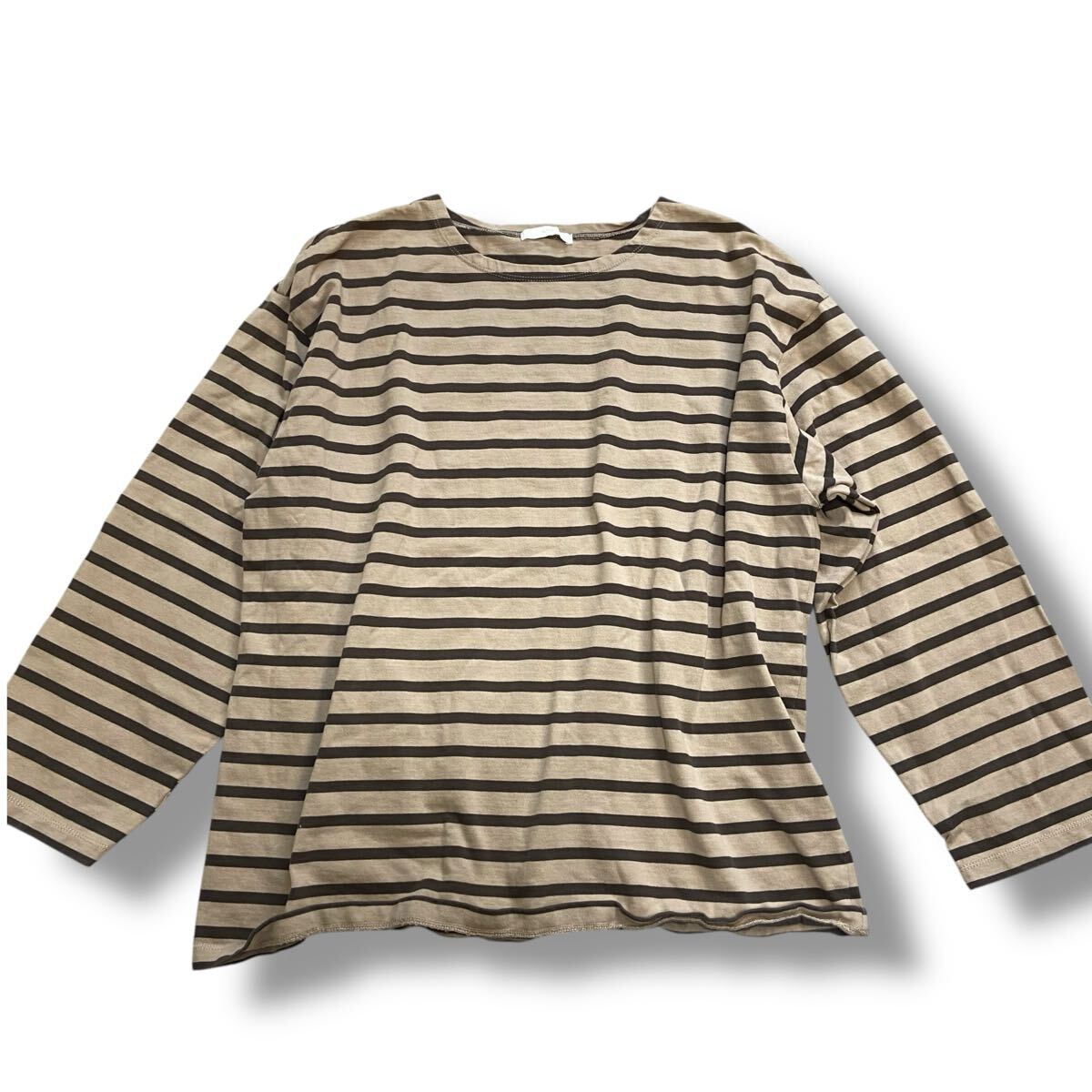 【送料無料】WYM ウィムバイリドム ボーダーワイド Tシャツ カットソー 長袖 ブラウン 綿100% メンズM拍卖