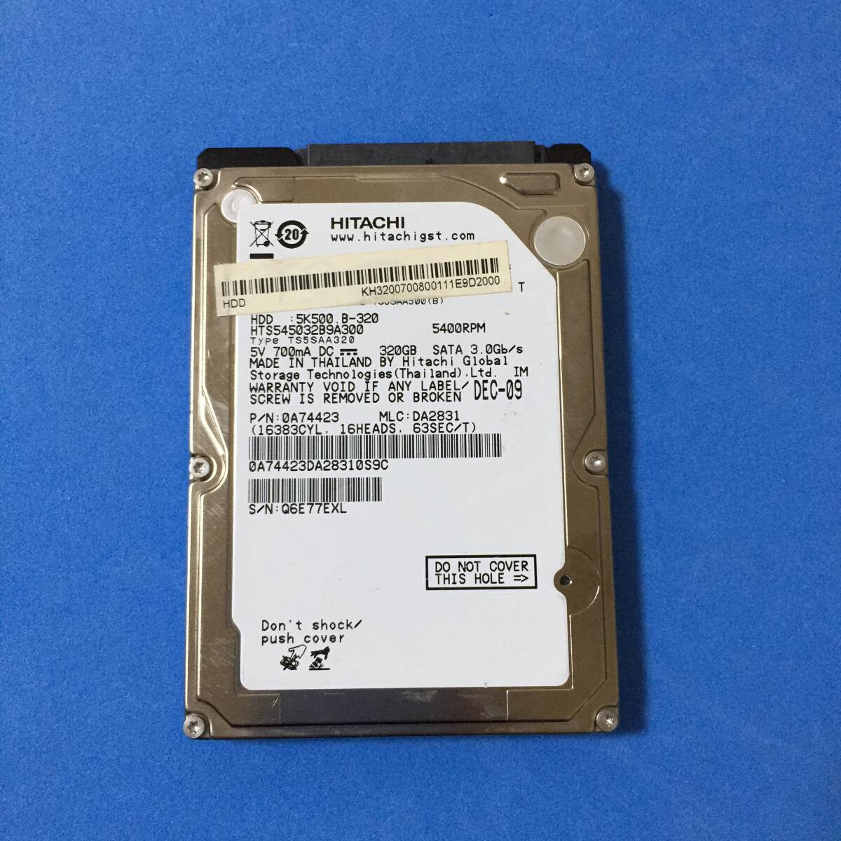 ★8480時間 HITACHI HTS545032B9A300 2.5インチHDD『正常判定』320GB拍卖