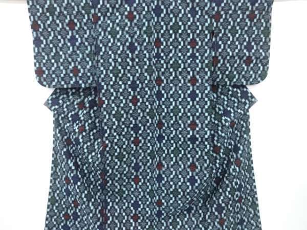 ys7357637; 木綿 本場久留米絣 幾何学模様着物【アンティーク】【着】拍卖