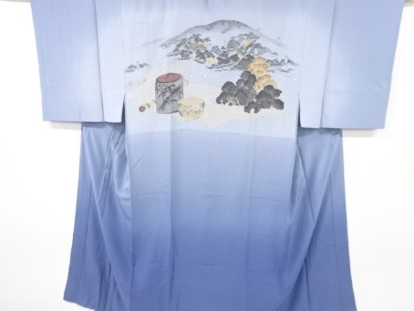 ys7360799; 茶道具に風景模様男物長襦袢【アンティーク】【着】拍卖