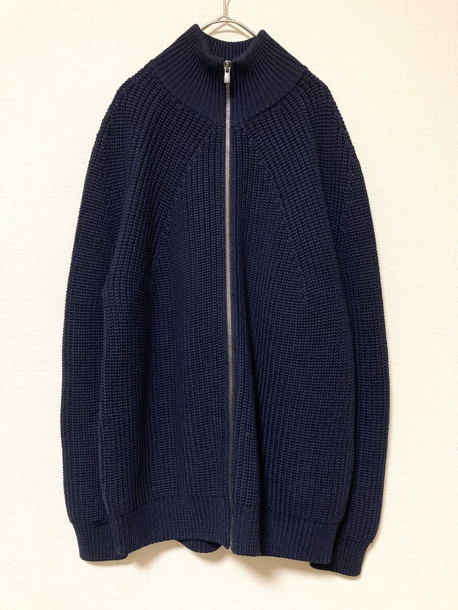 バトナー BATONER シグネチャー ドライバーズニット メンズ セーター ジップアップ 紺 2 カーディガン ジップアップ ウール 拍卖