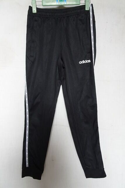 adidas/アディダス/トラック長パンツ/ジャージ素材/脇白ラインテープ貼付縫/裾リブ素材/スポーツ/黒/ブラック/XSサイズ(4/17R7)拍卖