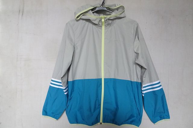 adidas NEO/アディダスネオ/ジャンパー/ライトアウター/ナイロン系ポリエステル素材/前ジップアップ/グレー/青/ブルー/Lサイズ(4/2R7)拍卖