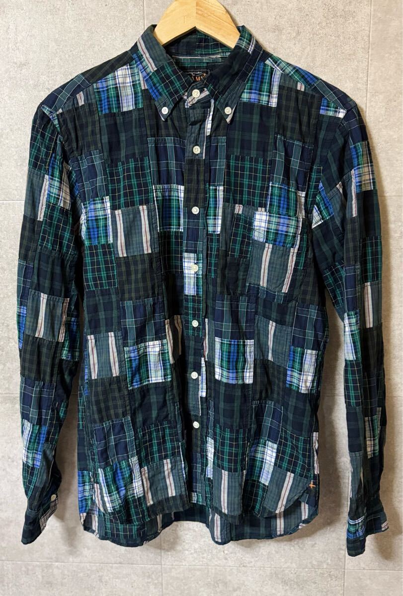 BEAMS PLUS ボタンダウン パッチワーク チェックシャツ【S】Crazy Patchwork Green ビームスプラス BEAMS+拍卖