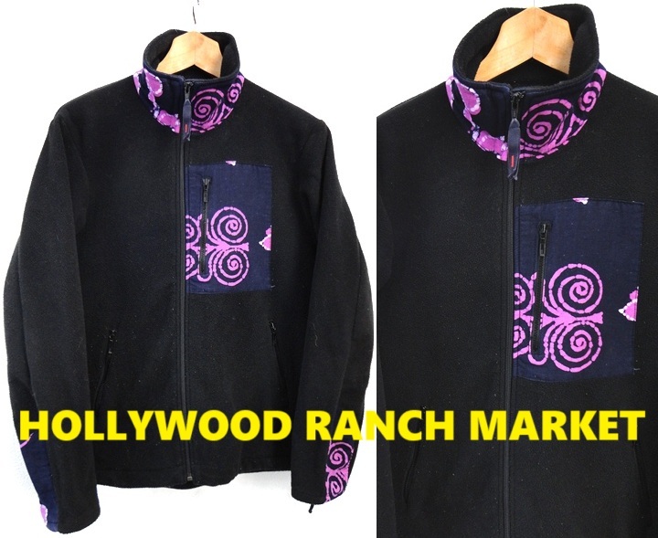 日本製/HOLLYWOOD RANCH MARKET:ハリウッドランチマーケット/絞り染め生地 切り替え フリース ジャケット/黒/size2/聖林公司 BLUE BLUE拍卖
