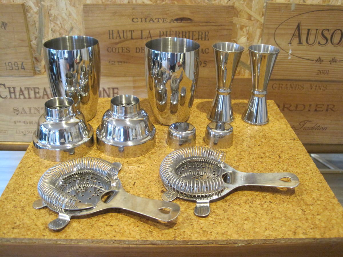 再 ★まとめて6点セットユキワ YUKIWA カクテル 耳付ストレーナー カクテルシェーカーセット メジャーカップ バーテンダー●拍卖