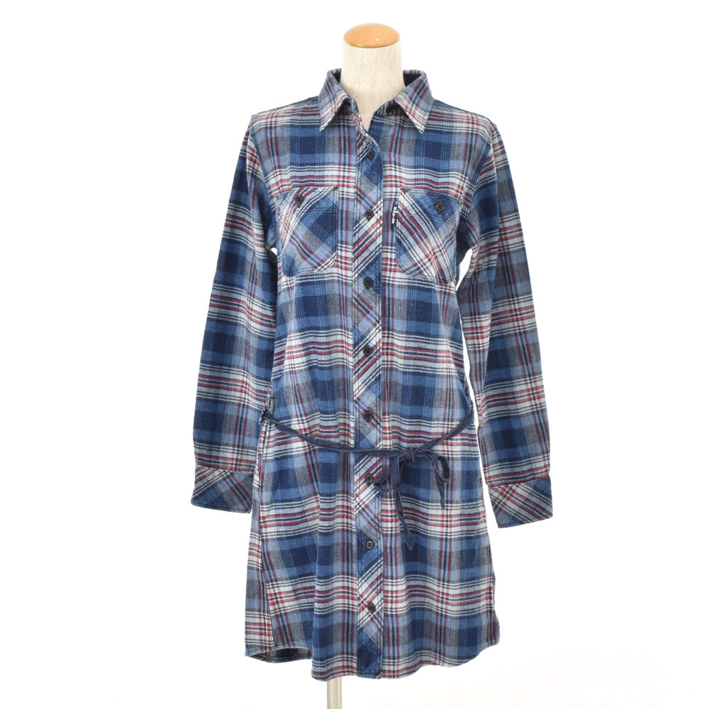 ブルーブルー BLUE BLUE BLUEBLUE インディゴネルチェックワンピースレディース レッド S シャツワンピ 聖林公司 ハリウッドラントマーケッ拍卖