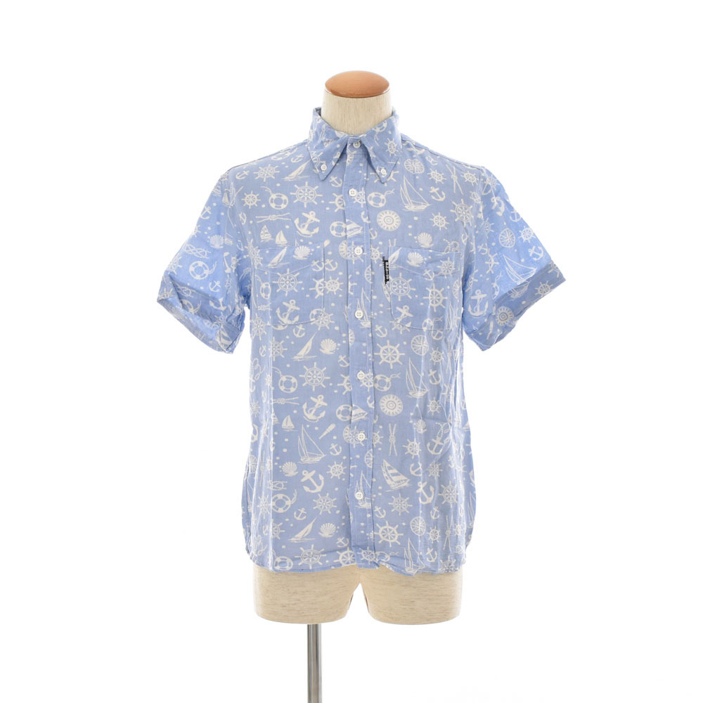 ブルーブルー BLUE BLUE BLUEBLUE バブルドット ボタンダウン 半袖シャツ Blue L メンズ BD 聖林公司 ハリウッドラントマーケット【処分品拍卖