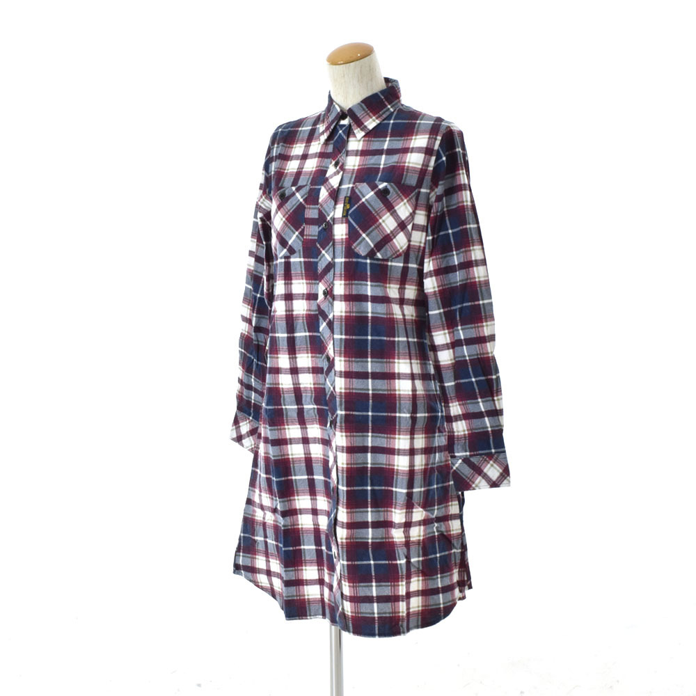BLUE BLUE×FRUIT OF THE LOOM プリントネルチェック ワンピース ワイン ワンサイズ【処分品】拍卖