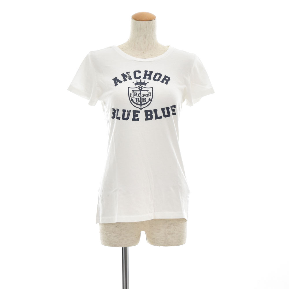 ブルーブルー BLUE BLUE BLUEBLUE アンカーエンブレムブルーブルー レディースTシャツ S ホワイト 半袖Tシャツ 聖林公司 ハリウッドラント拍卖