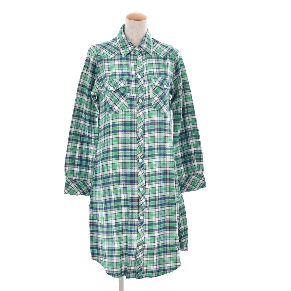 ハリウッドランチマーケット HOLLYWOOD RANCH MARKET ハリラン HRM 聖林公司 スプリングネルチェックワンピース S シャツワンピ【処分品】拍卖