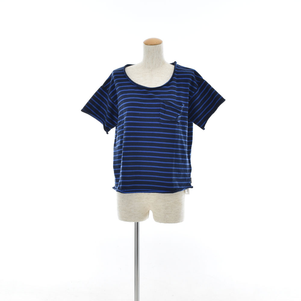 サフランシスコ San Francisco ボーダーポケット 半袖Tシャツ 700020520 ワンサイズ ネイビー レディース 聖林公司 ハリウッドラントマーケ拍卖