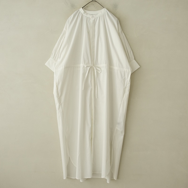 トルネラプライオリティ TOLNERA PRIORITY *バンドカラーギャザーワンピース*38白チュニックドレス(25-2504-167)【92D52】拍卖