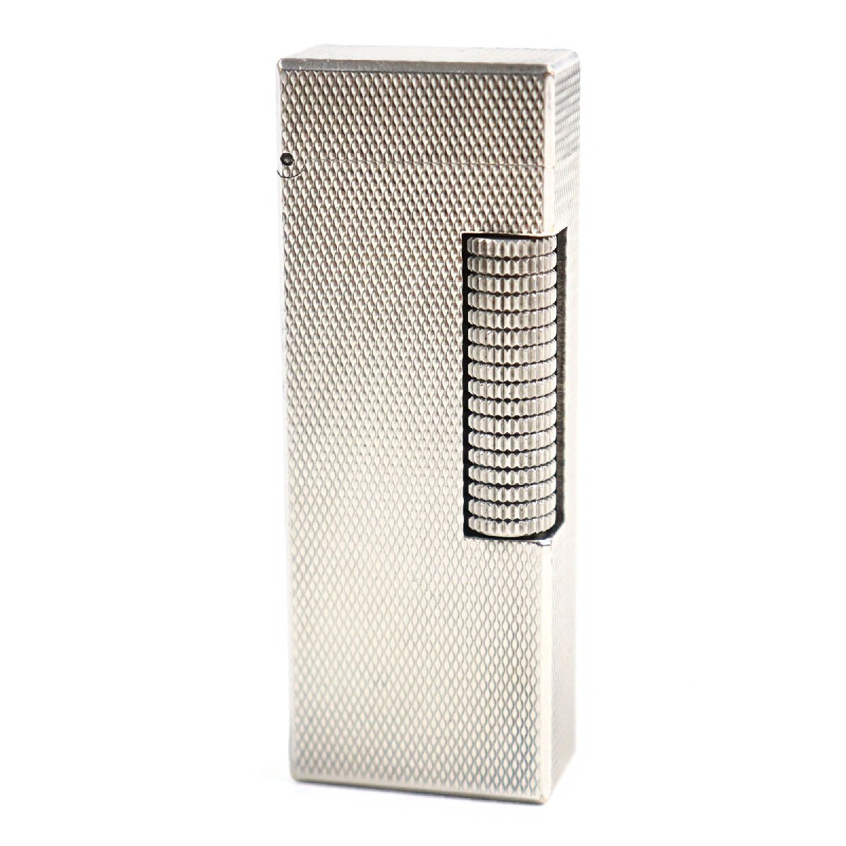 美品○Dunhill ダンヒル 総柄 スクエアフォルム ローラー式 喫煙グッズ ガスライター シルバー スイス製 着火確認済み拍卖