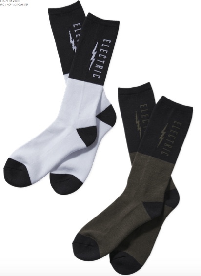【24モデル・送料込】新品・未使用品ELECTRIC UNDER VOLT SOCKS ソックス WHITE 25-28cm ホワイト エレクトリック イナズマデザイン26%OFF拍卖