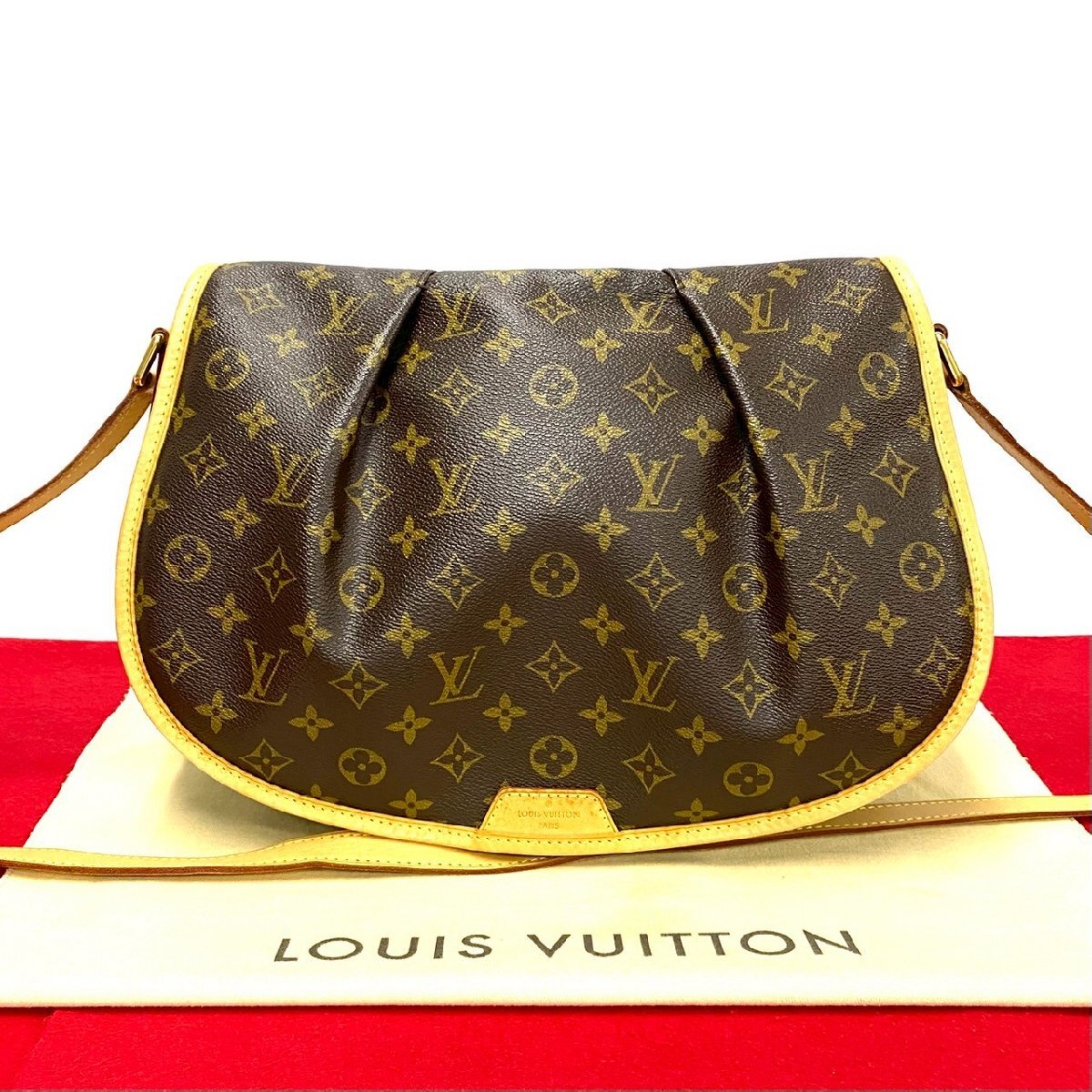 極 美品 希少品 LOUIS VUITTON ルイヴィトン メニルモンタン MM モノグラム レザー ショルダーバッグ ポシェット ブラウン 68168拍卖