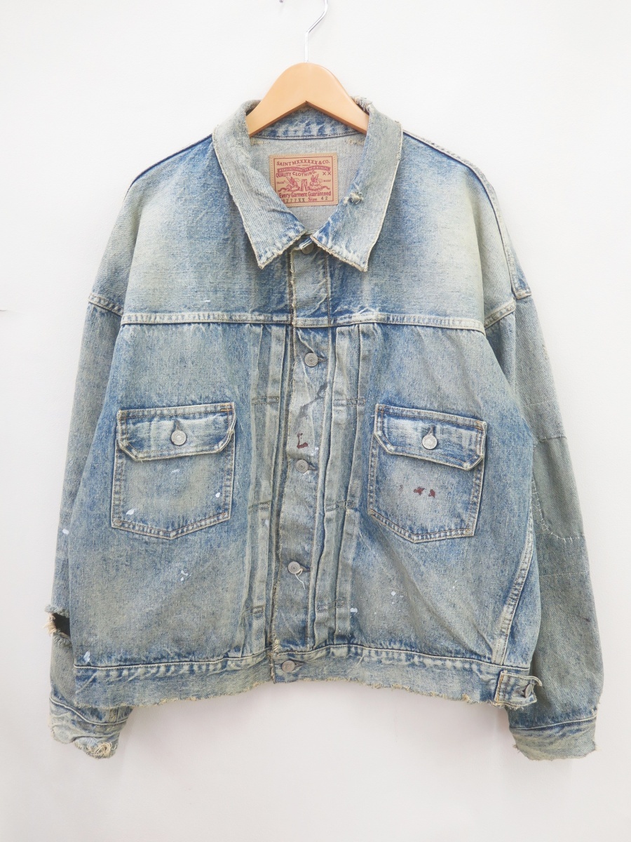 SAINT MICHAEL×BerBerJin セントマイケル/ベルベルジン SM-A23-0000-C17 23AW BJ_DENIM JKT/DAMAGE デニムジャケット 42拍卖