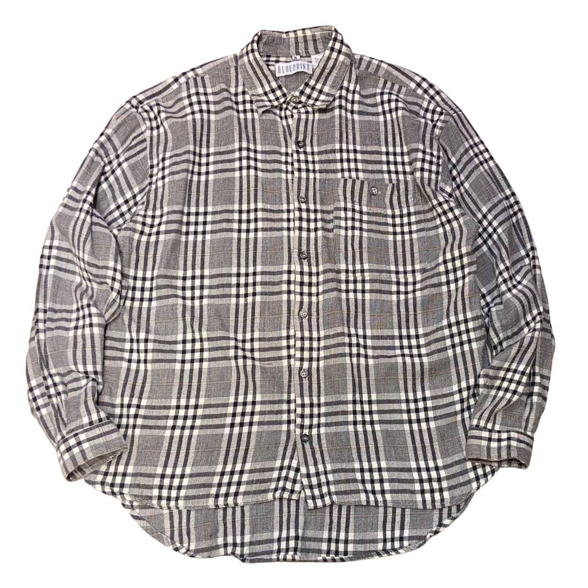 希少 レア【ビンテージ 90s BLUEPRINT プレイド コットン/レーヨンシャツ】アメリカ USA オンブレ シャドウ 80s 70s 60s拍卖