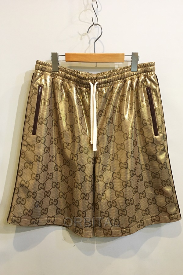 二子玉) GUCCI グッチ 未使用 ジャンボGG テクニカル ジャージーショーツ ゴールド メンズ L 741499 XJFFG 国内正規拍卖