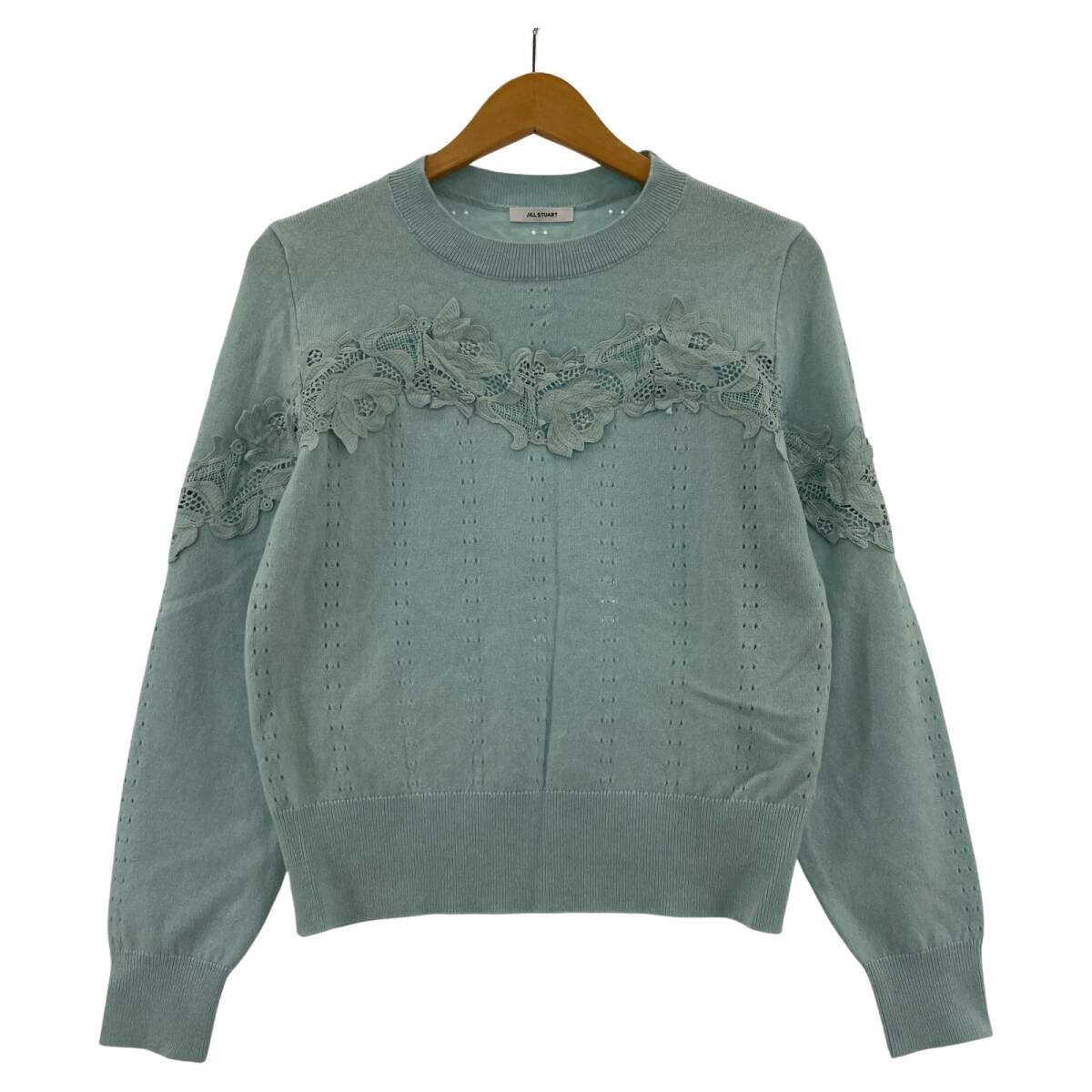JILLSTUART ジルスチュアート レース切替 ニット sizeF/ライトブルー拍卖