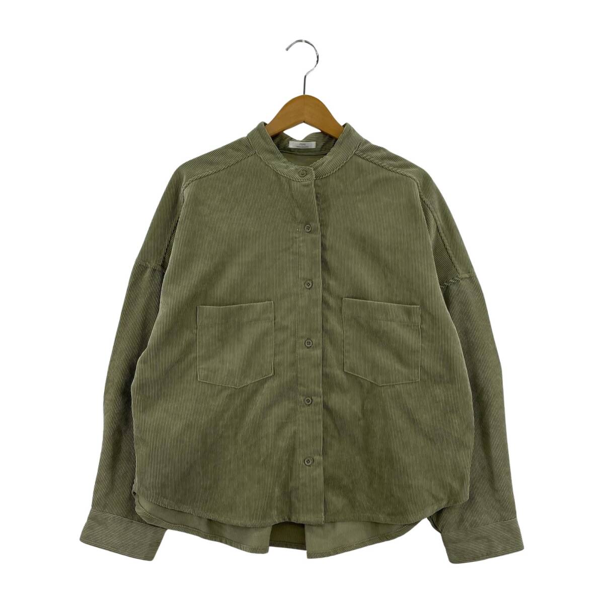 ITEMS URBAN RESEARCH アイテムズ アーバンリサーチ コーデュロイ バンドカラー 長袖シャツ sizeFree/オリーブ拍卖