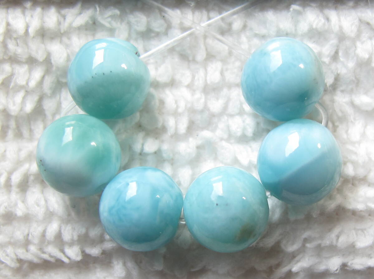 ◯送料無料★天然石&ラリマー▲丸玉!6mm!6粒 不良あり 処分拍卖