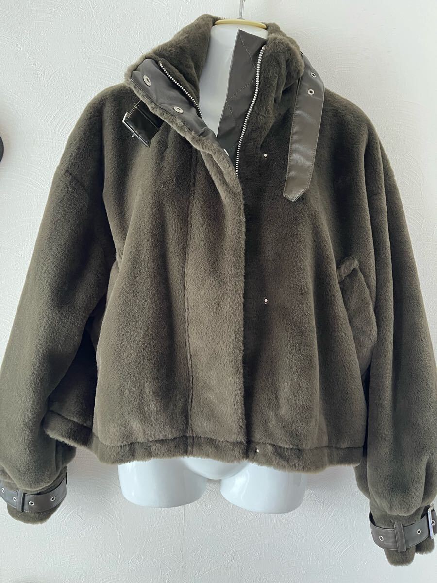 お値下げ!送料込!EVRIS ボアジャケット グリーン フリーサイズ used 美品拍卖