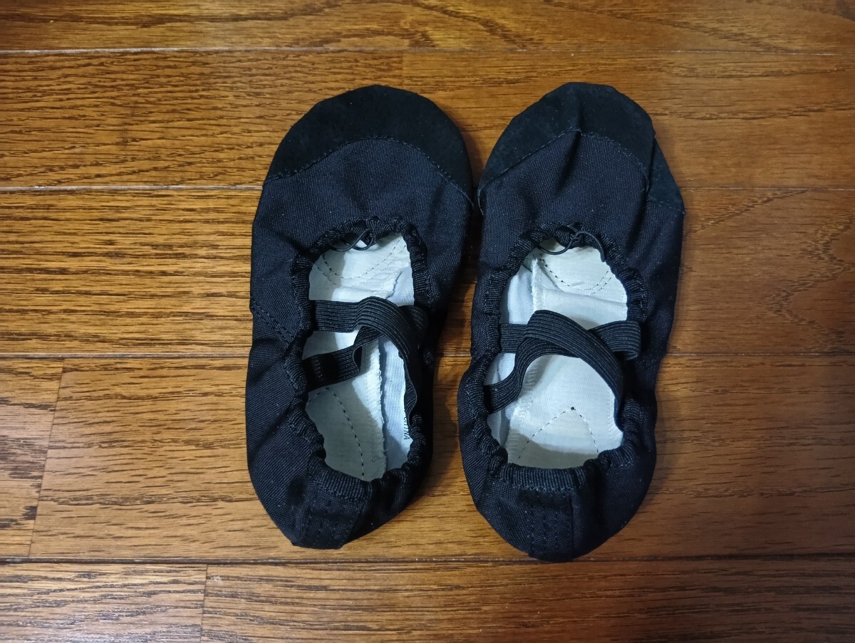 バレエ シューズ 黒 スプリット つま先 革 20cm BALLET SHOES拍卖