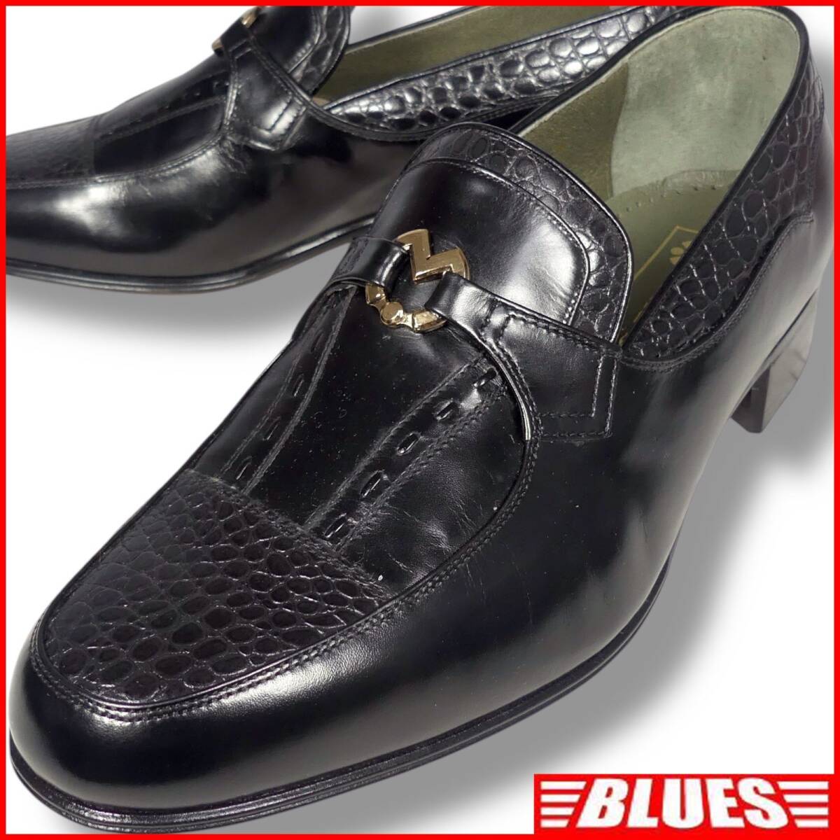 即決★mila schn★ミラショーン 24.5 黒 6 革靴 ローファー 日本製 クロコ型押しレザー 冠婚葬祭 フォーマル ドレスシューズ拍卖