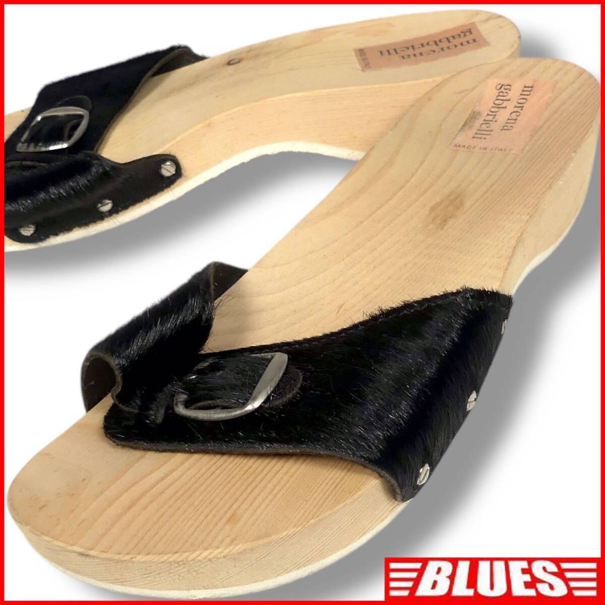 即決★イタリア製 Morena gabbrielli★24cm レザーサンダル モレーナガブリエリ メンズ 黒 本革 スリッパ 本皮 ビーチサンダル 革靴拍卖
