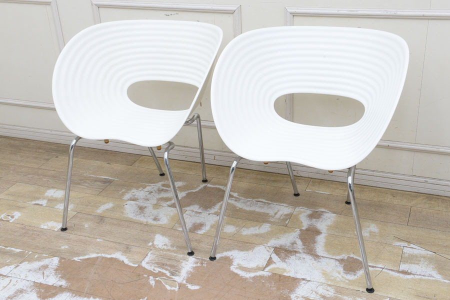 B071 Vitra ヴィトラ トムバックチェア 2脚セット ホワイト スタッキングチェア ダイニングチェア 食卓椅子 リビングチェア拍卖