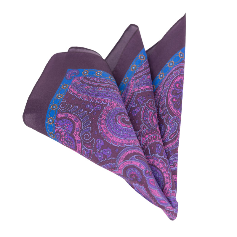 『p-p』【32cm×32cm】【在庫処分価格】新品 イタリー製 大柄ペイズリー シルクメンズポケットチーフ 送料無料Yahoo!かんたん決済 即決価格拍卖